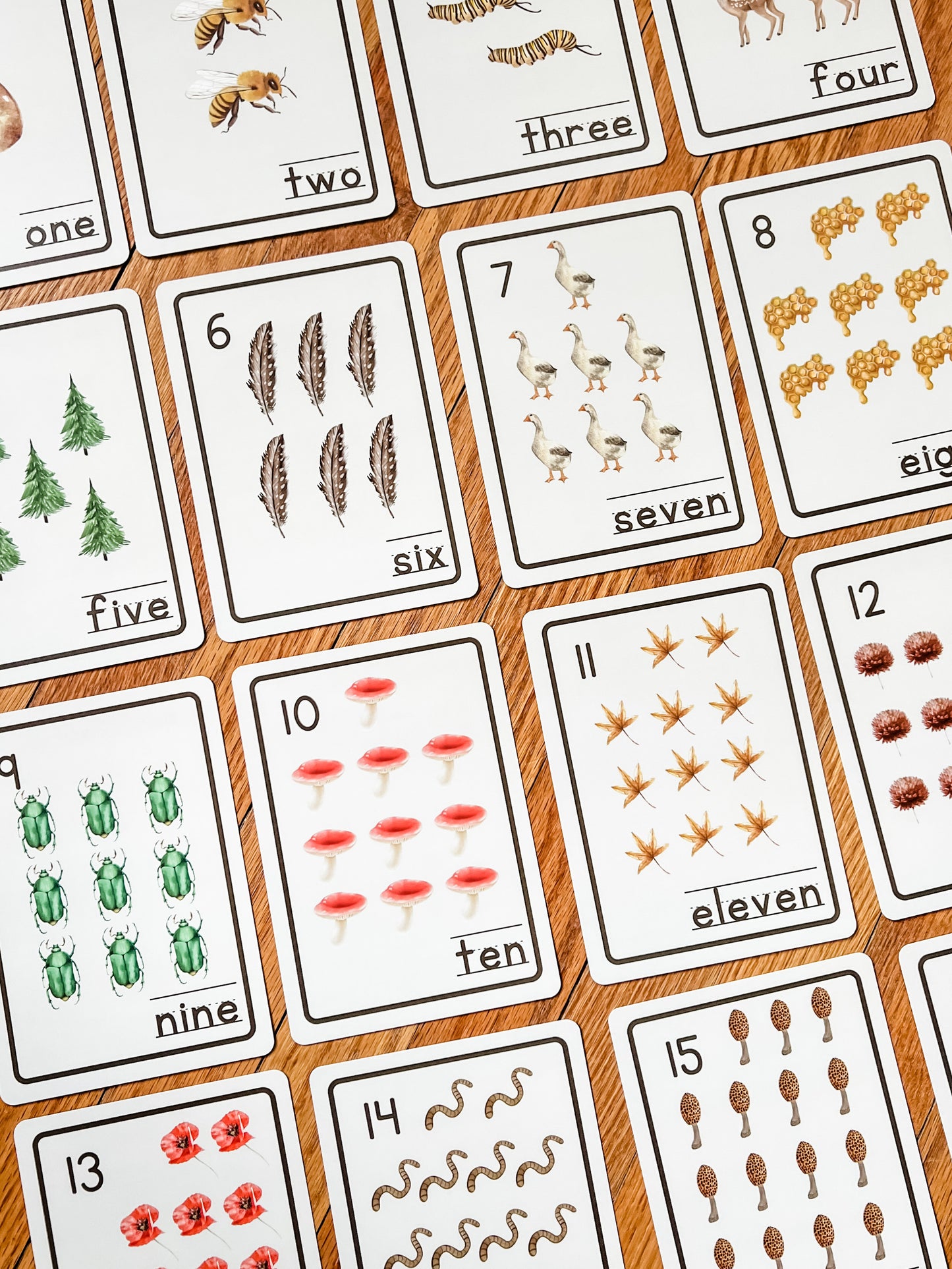 Nature Number Flashcards - Chickadees Wooden Toys