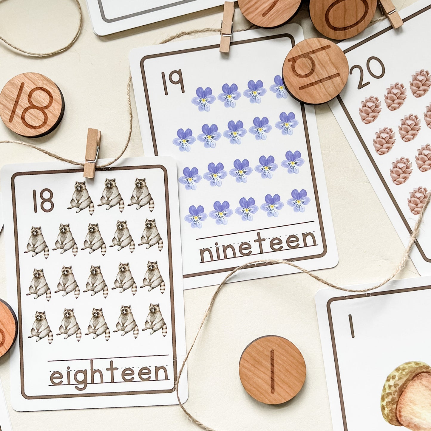 Nature Number Flashcards - Chickadees Wooden Toys