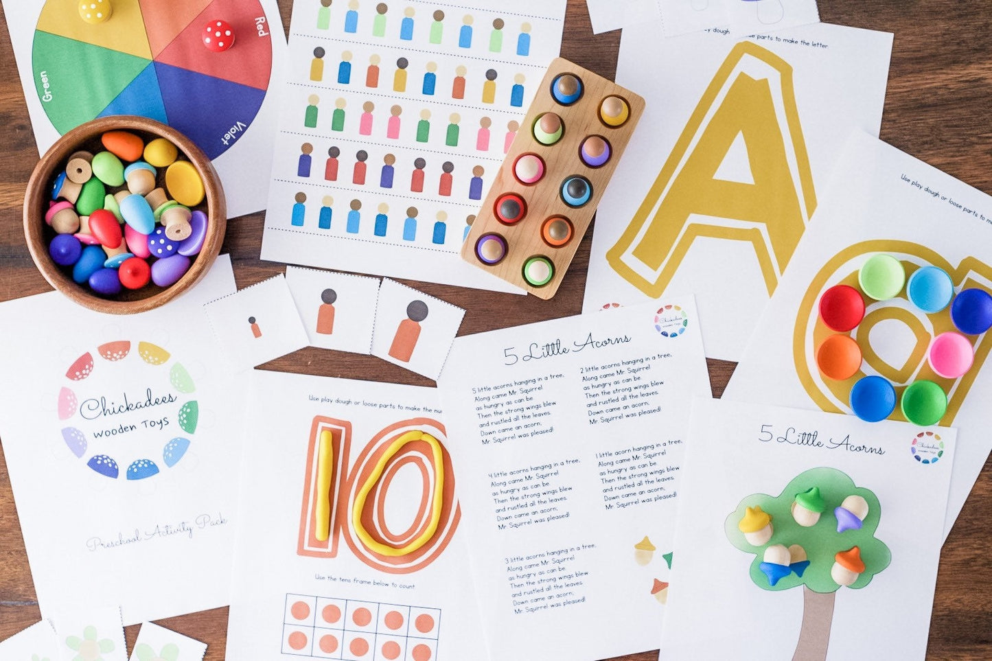 Chickadees Preschool Activity Pack - 118 Page INSTANT DOWNLOAD - Chickadees Wooden Toys