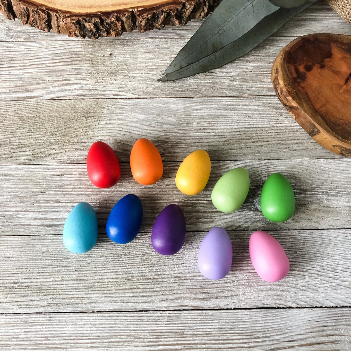 10 Mini Rainbow Eggs - Chickadees Wooden Toys