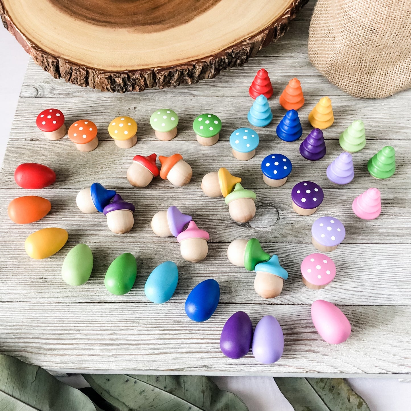10 Rainbow Trees - Chickadees Wooden Toys