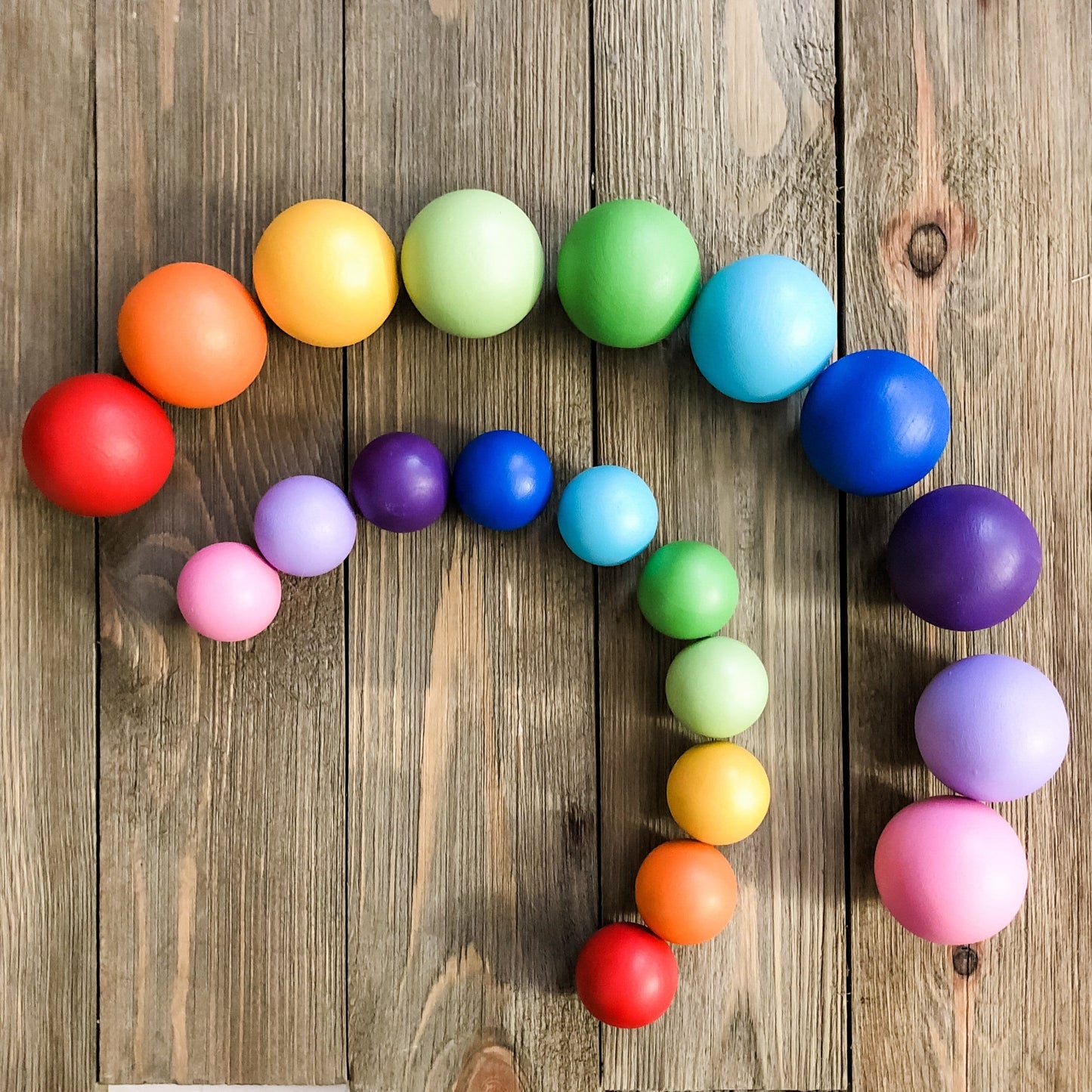 10 Toddler Size Rainbow Balls - Chickadees Wooden Toys