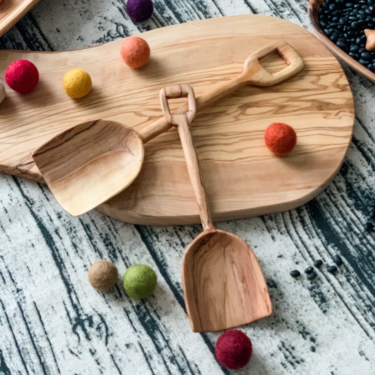 Olive Wood Shovel - Chickadees Wooden Toys