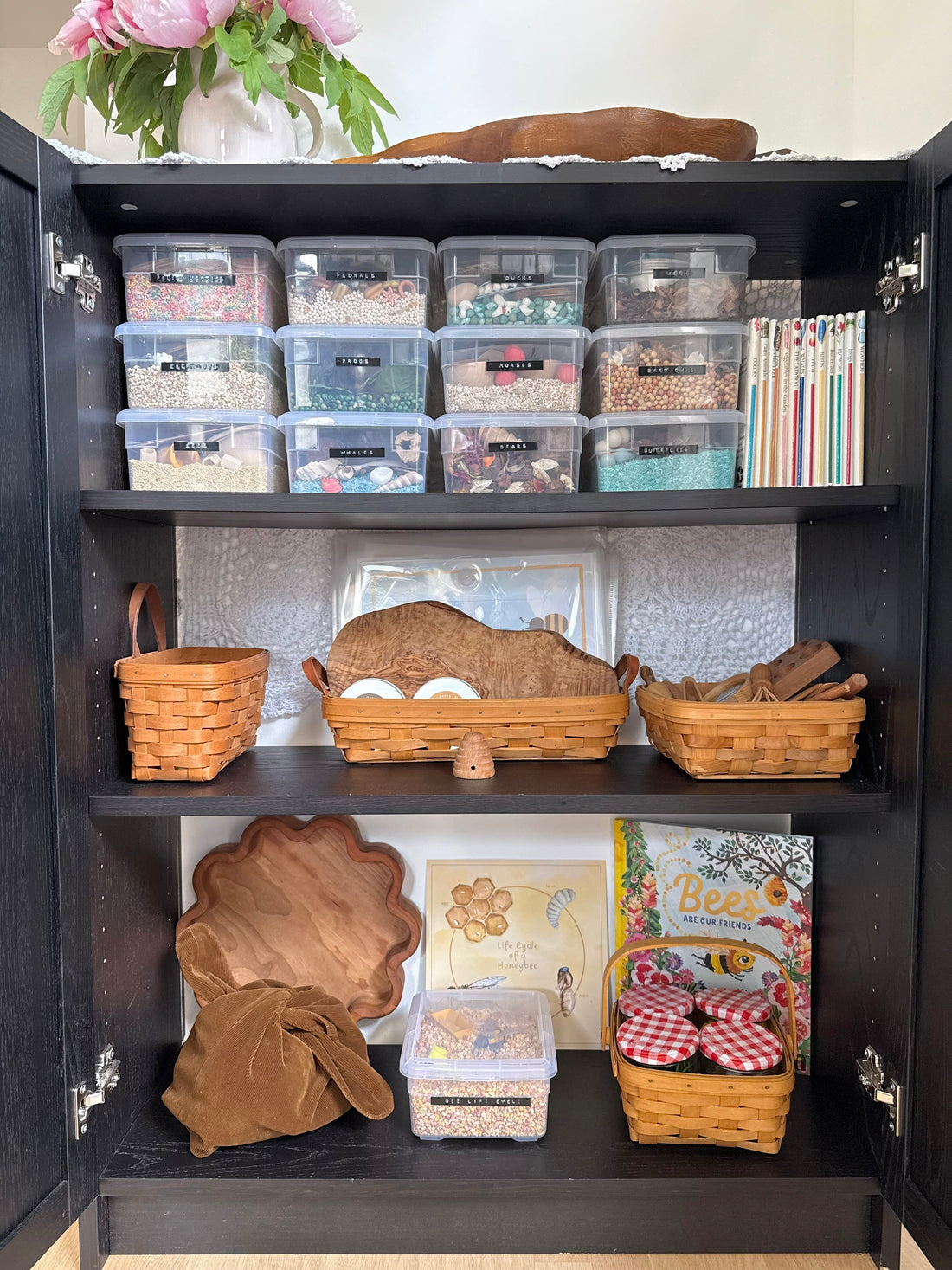 Sensory play storage cabinet