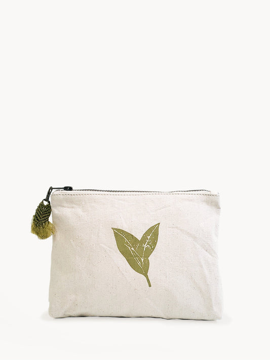 Hand Screen Printed Cotton Canvas Pouch - Nature - Chickadees Wooden Toys