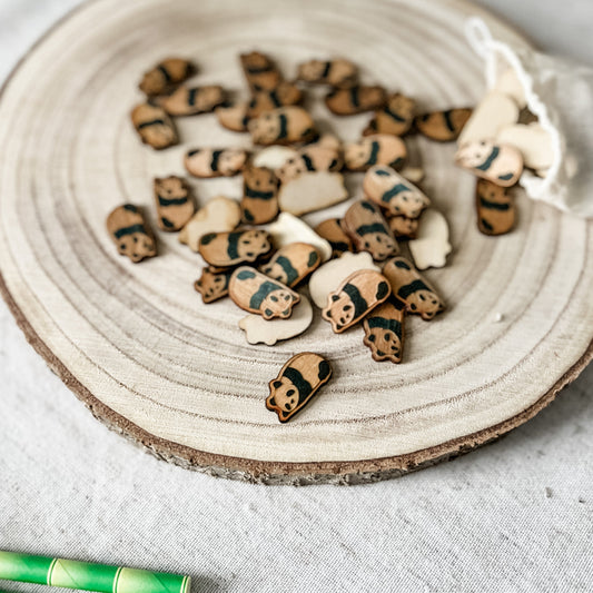 Set of 50 Wooden Panda Counters