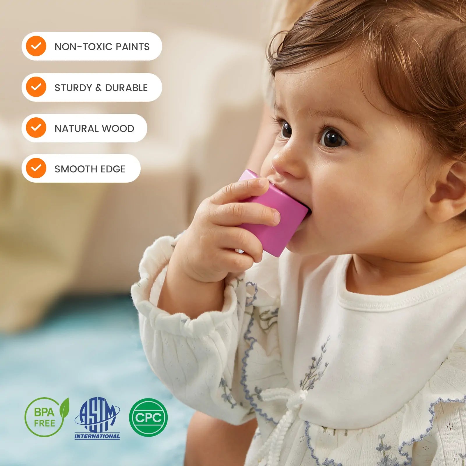 Tiny Land® Cottage Activity Cube - Rainbow - Chickadees Wooden Toys