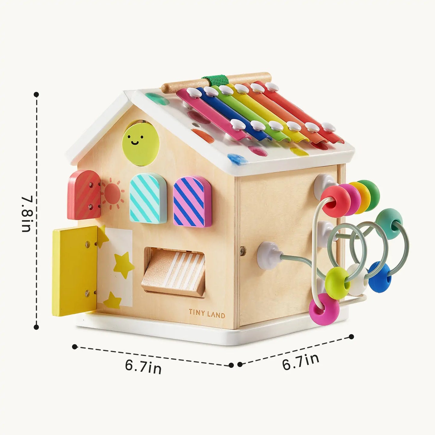 Tiny Land® Cottage Activity Cube - Rainbow - Chickadees Wooden Toys