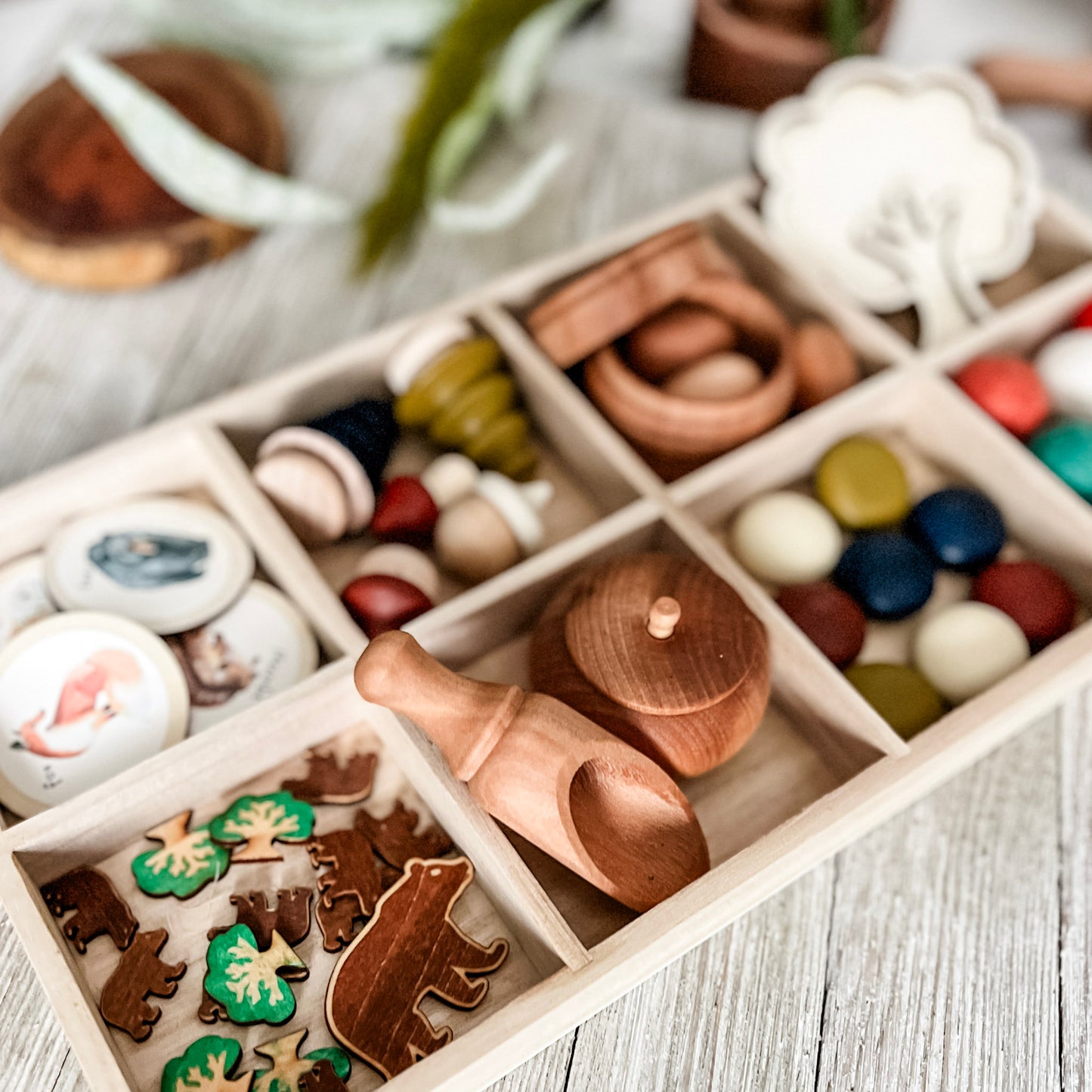 Nature Play Tinker Tray - Chickadees Wooden Toys