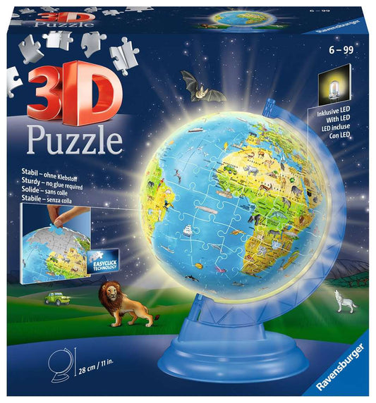 Children's Light-Up Globe 188 Piece 3D Jigsaw Puzzle Ravensburger - Chickadees Wooden Toys