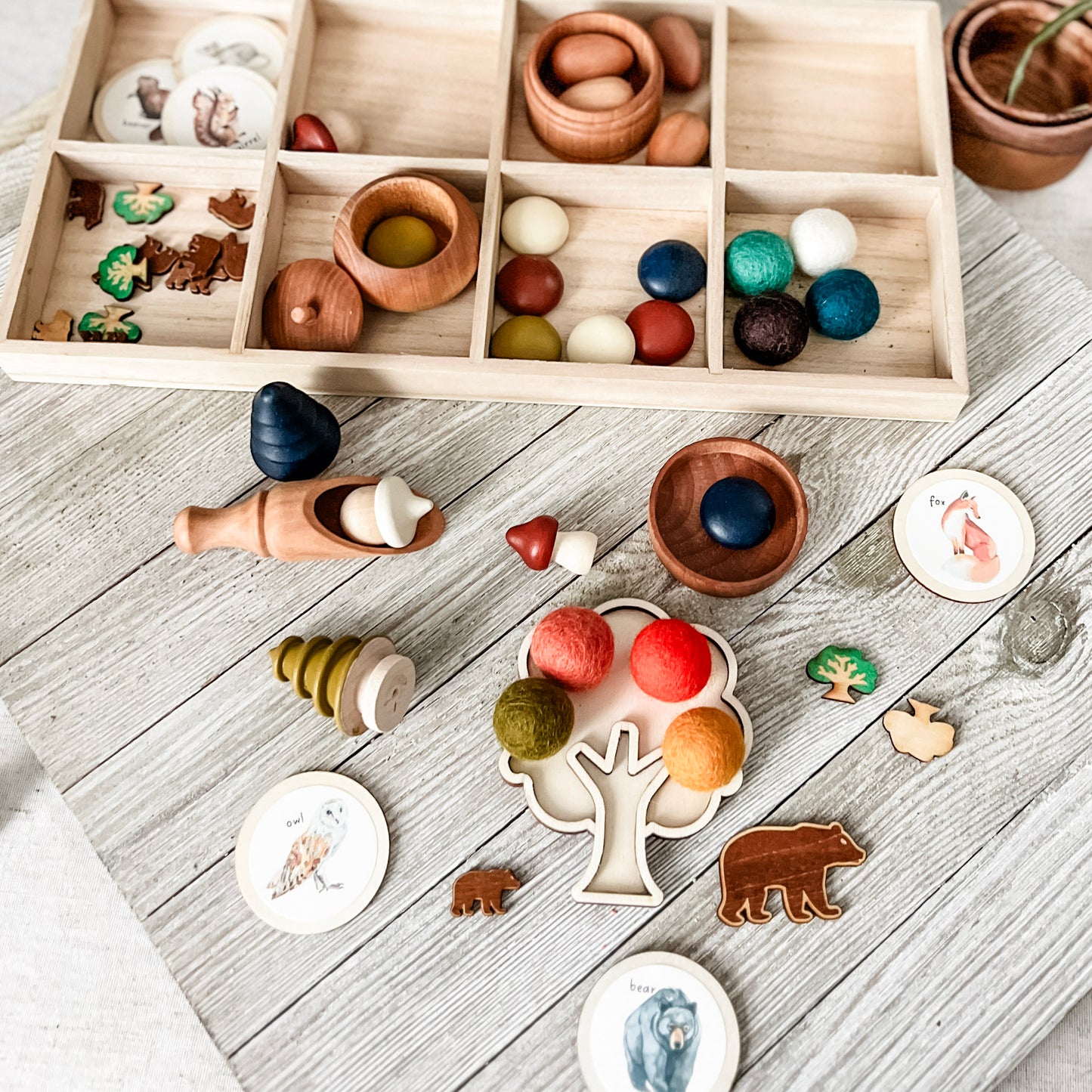 Nature Play Tinker Tray - Chickadees Wooden Toys