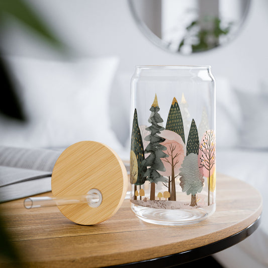 Nature-Inspired Sipper Glass - 16oz with Eco-Friendly Bamboo Lid