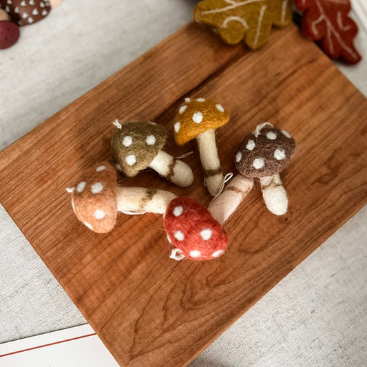 Wool Felt Mushrooms - Chickadees Wooden Toys