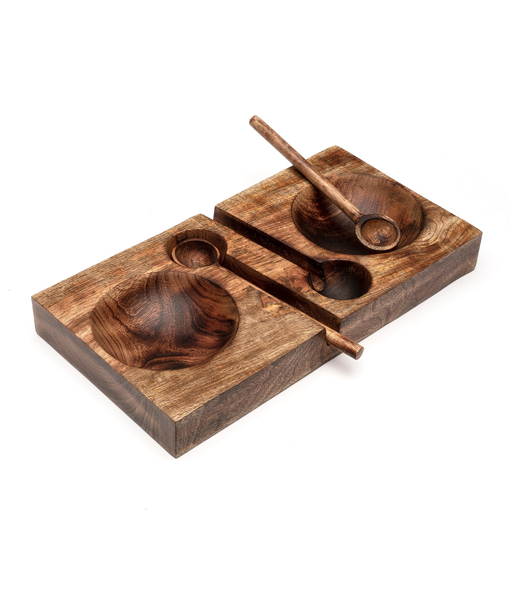 Wooden Serving Tray with Spoons - Fair Trade
