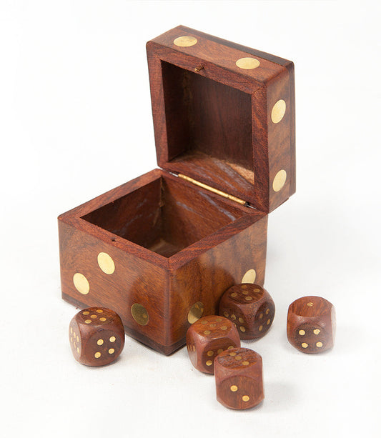 5 Dice Box Set -  Handcrafted Wood - Chickadees Wooden Toys