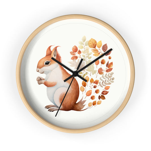Autumn Squirrel Wall Clock - Whimsical Home Decor for Nature Lovers