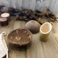 Natural Coconut Shells and Bamboo Scoop