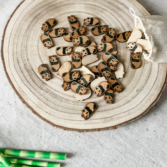 Set of 50 Wooden Panda Counters