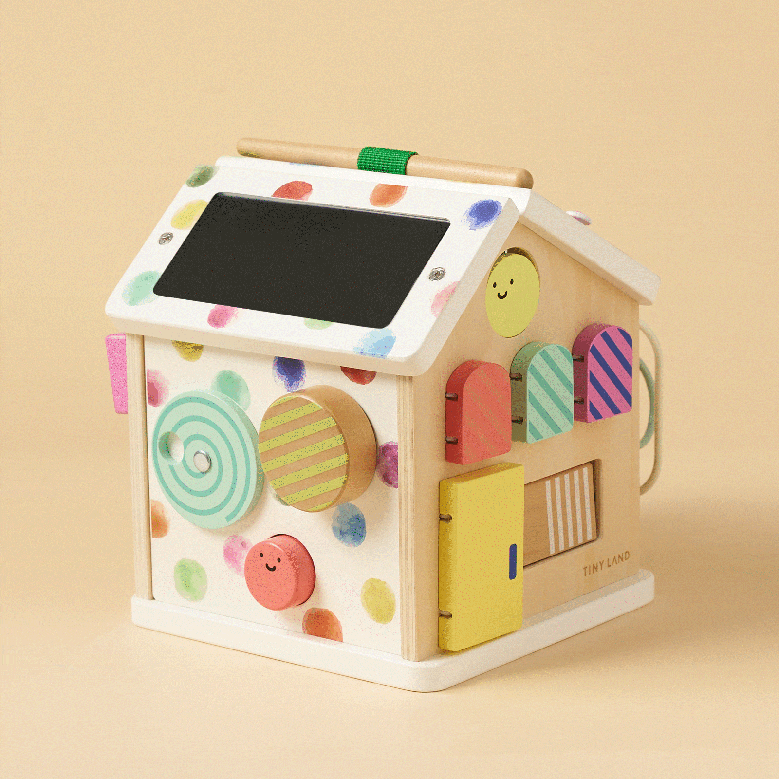 Tiny Land® Cottage Activity Cube - Rainbow - Chickadees Wooden Toys