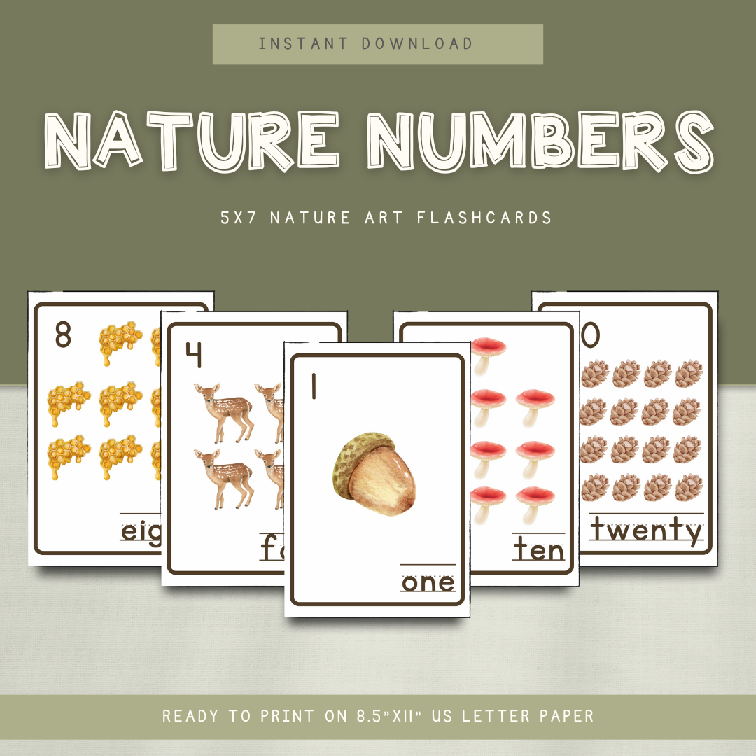 Nature Number Flashcards - DIGITAL DOWNLOAD