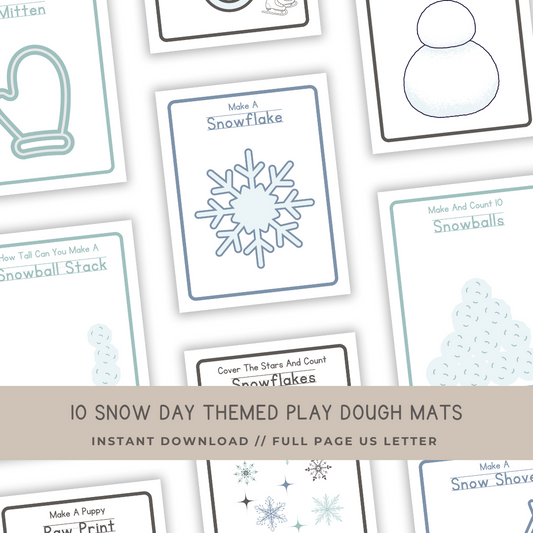 10 Snow Day Play Dough Mats - Digital Download