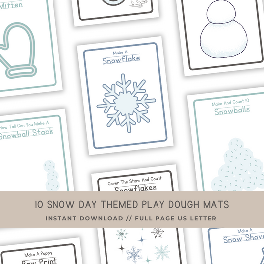 10 Snow Day Play Dough Mats - Digital Download - Chickadees Wooden Toys