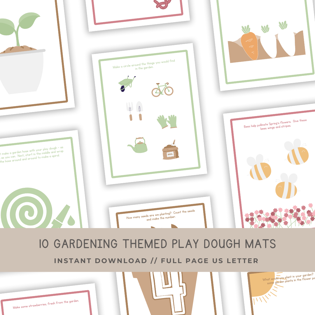 10 Gardening Themed Play Dough Mats - Digital Download