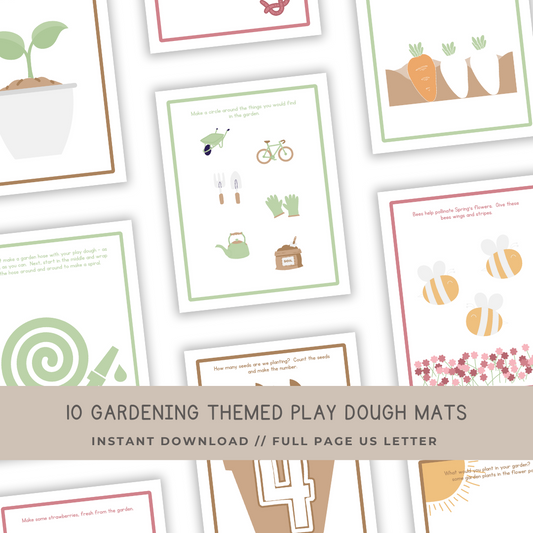 10 Gardening Themed Play Dough Mats - Digital Download