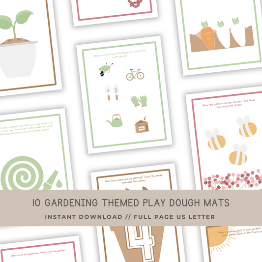 10 Gardening Themed Play Dough Mats - Digital Download - Chickadees Wooden Toys