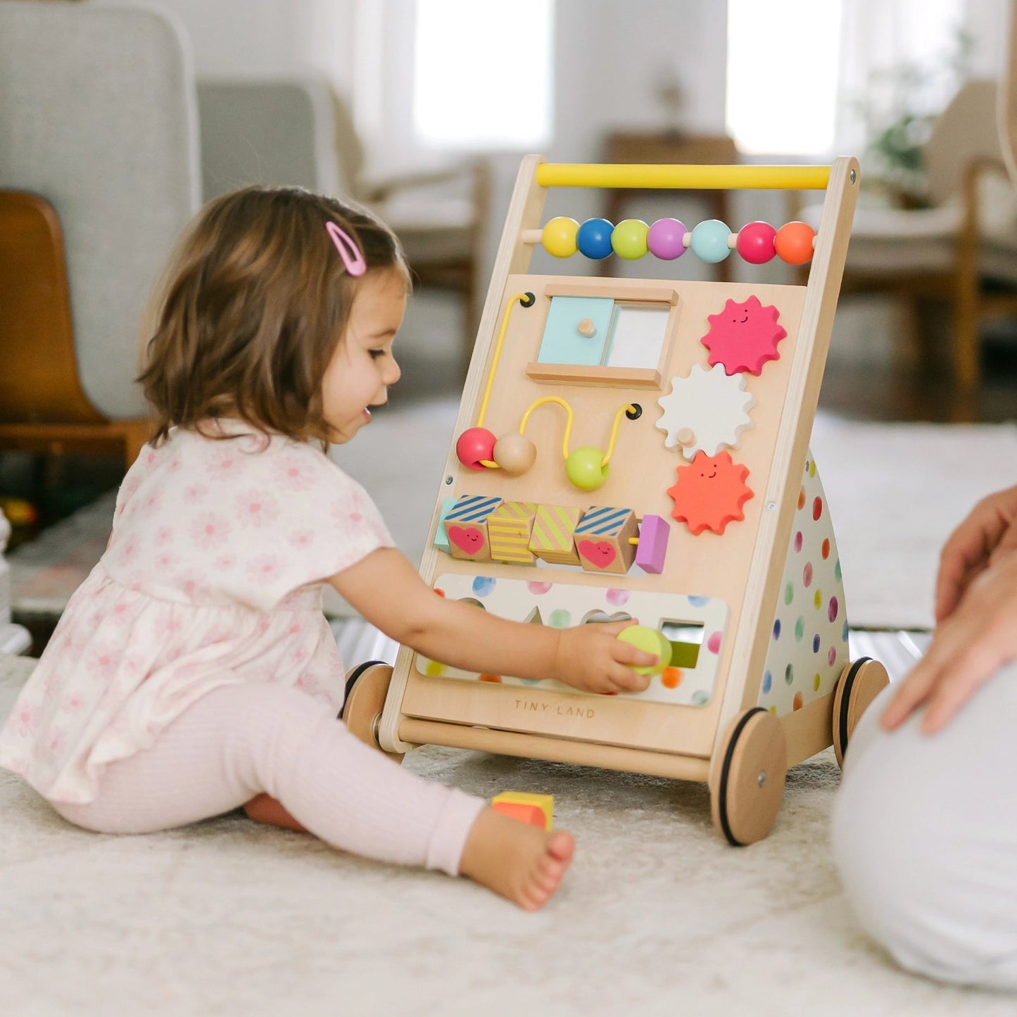 Tiny Land® Premium Natural Wooden Activity Walker