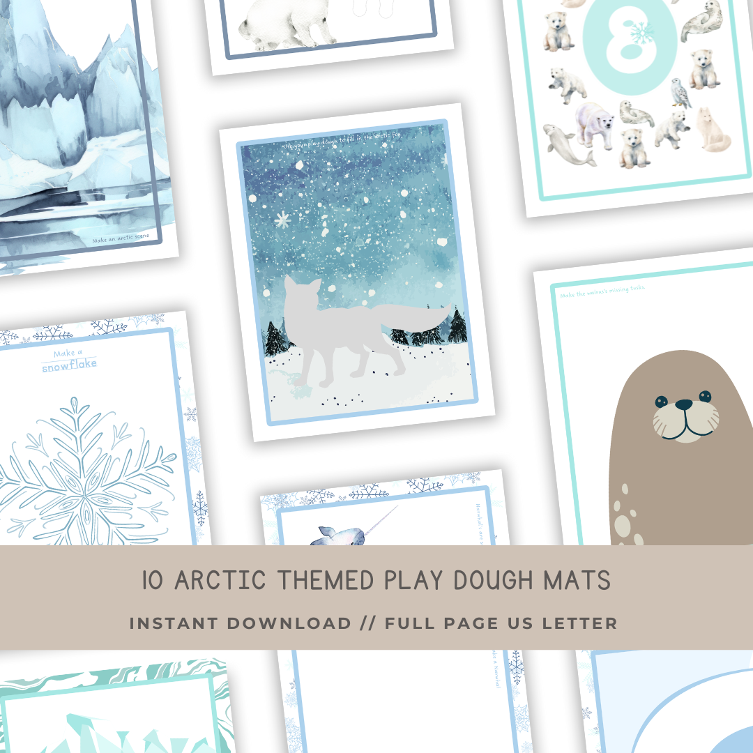 10 Arctic Themed Play Dough Mats - Digital Download