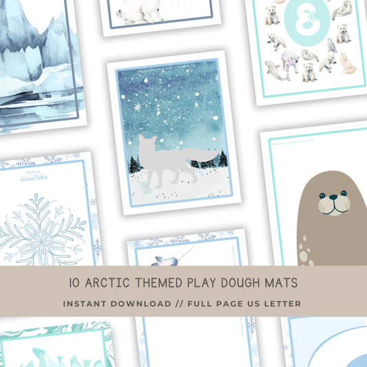 10 Arctic Themed Play Dough Mats - Digital Download