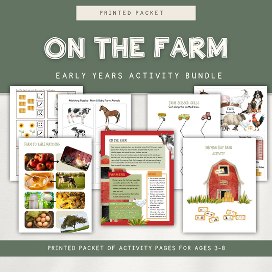 On the Farm Activity Pages - Printed Packet - Chickadees Wooden Toys