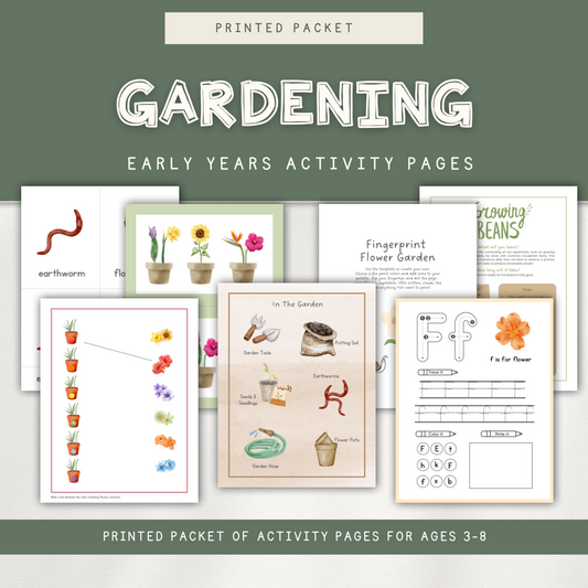 Gardening Activity Pages - Printed Packet - Chickadees Wooden Toys