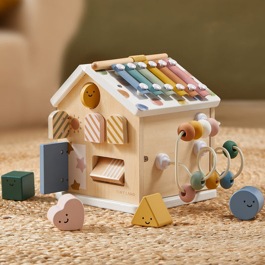 Tiny Land® Cottage Activity Cube - Morandi - Chickadees Wooden Toys