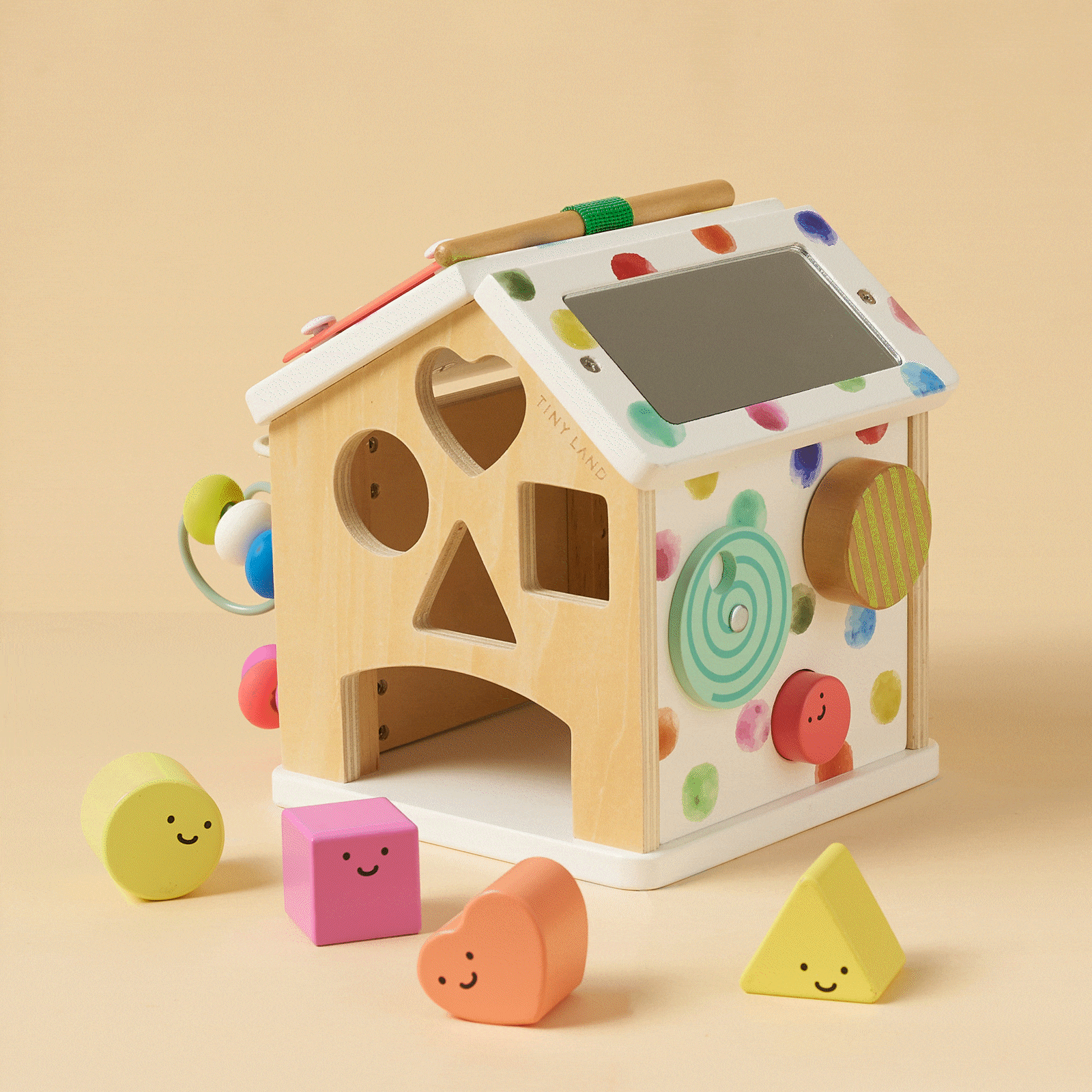 Tiny Land® Cottage Activity Cube - Rainbow - Chickadees Wooden Toys
