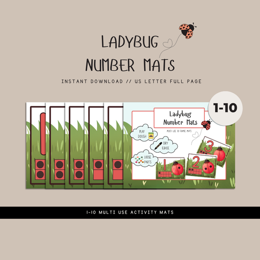 Ladybug Number Mats - Digital Download - Chickadees Wooden Toys