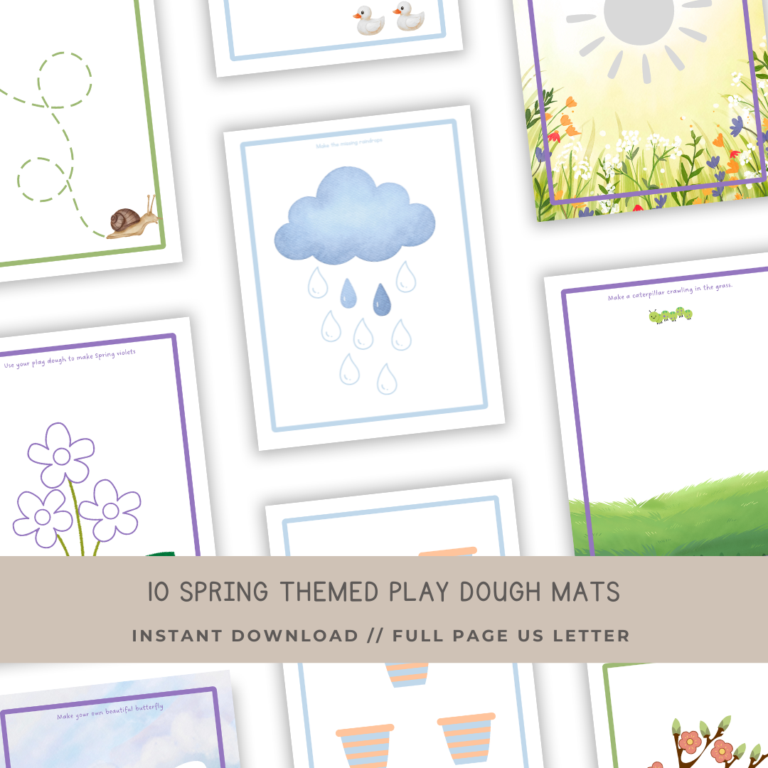 10 SPRING Themed Play Dough Mats - Digital Download - Chickadees Wooden Toys