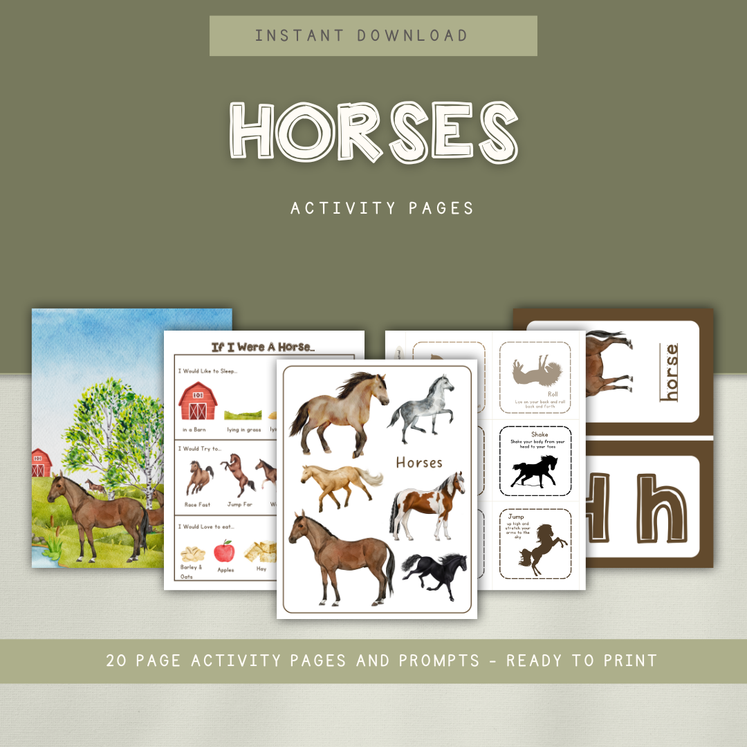 Horses Preschool Activity Pages - Chickadees Wooden Toys