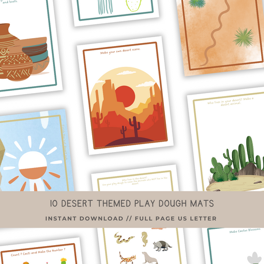 10 Desert Themed Play Dough Mats - Digital Download