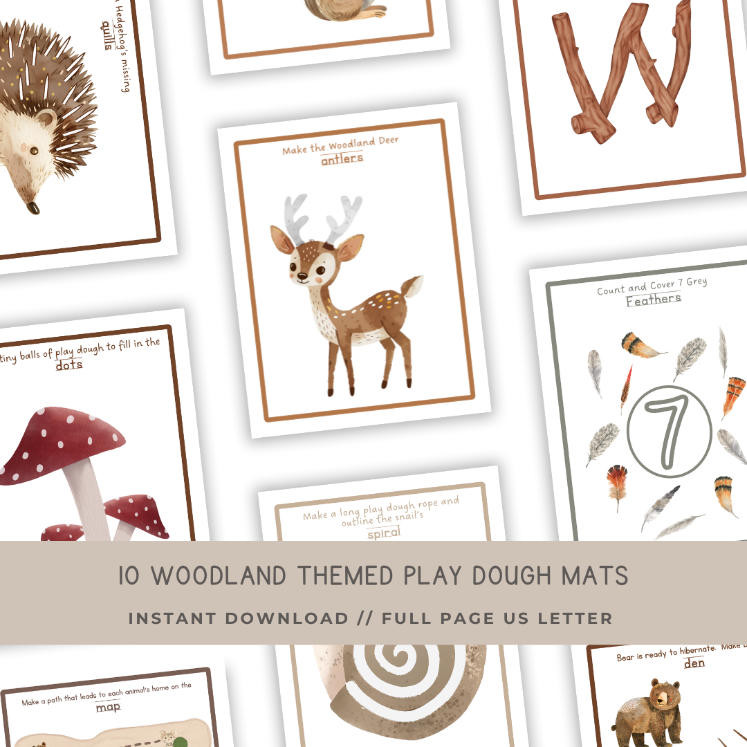 10 Woodland Themed Play Dough Mats - Digital Download