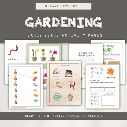 Gardening Themed Activity Pages - Digital Download - Chickadees Wooden Toys