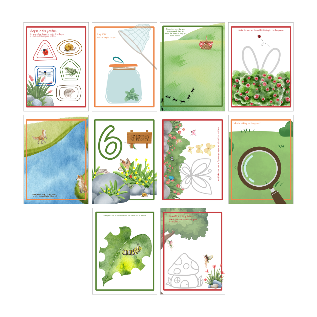 5 Double-sided BACKYARD Themed Play Dough Mats - Physical Product - Chickadees Wooden Toys