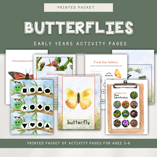 Butterfly Themed Activity Pages - Digital Download - Chickadees Wooden Toys