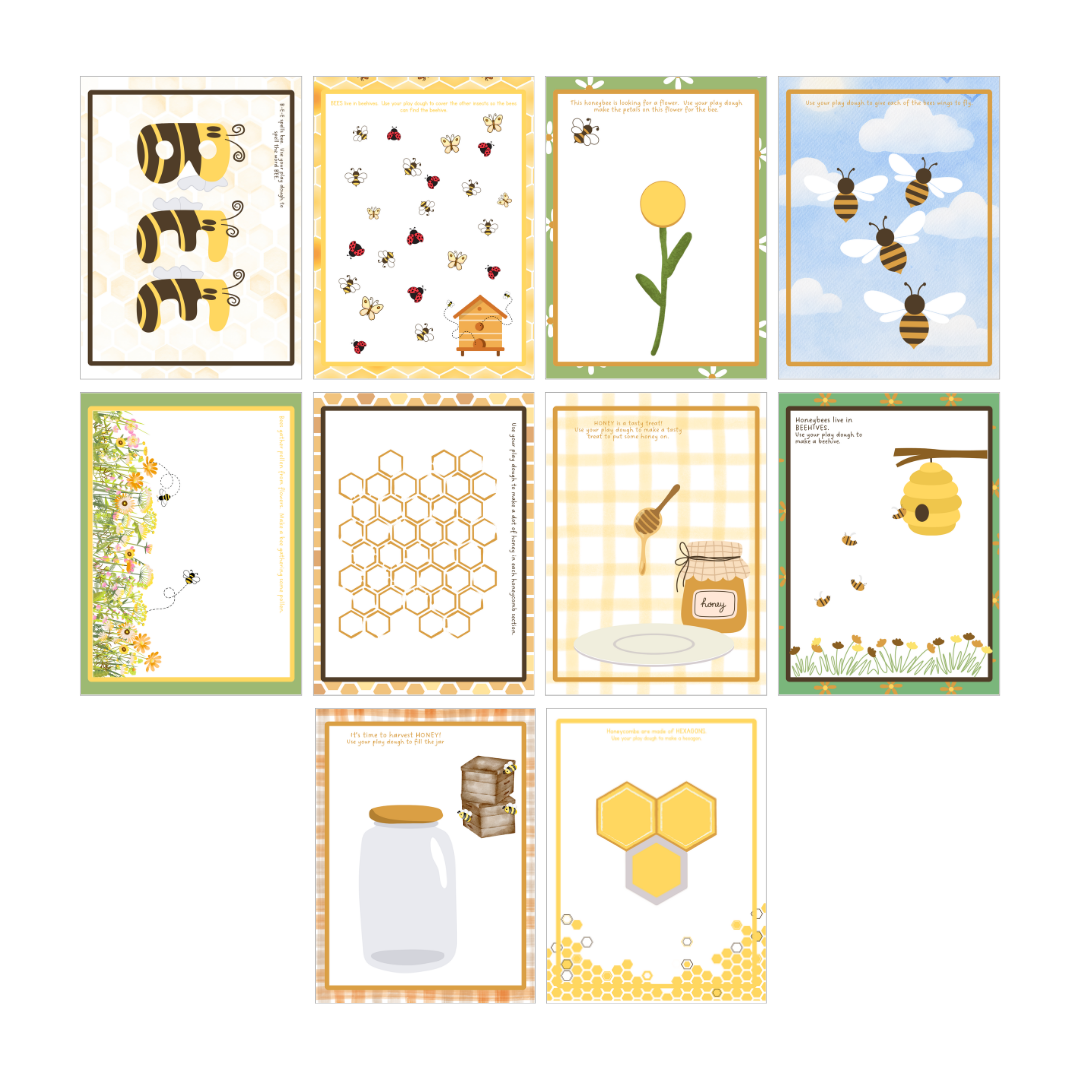 10 HONEYBEE Themed Play Dough Mats - Digital Download - Chickadees Wooden Toys