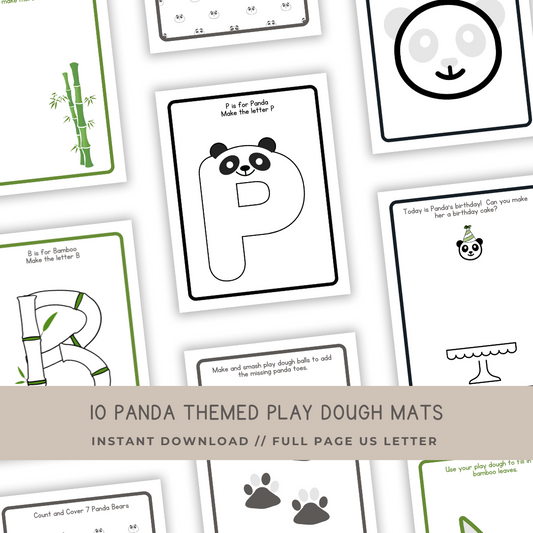 10 Panda Themed Play Dough Mats - Digital Download - Chickadees Wooden Toys