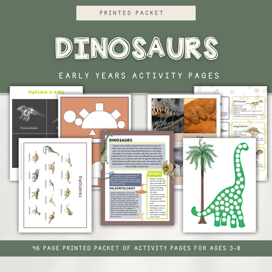 Dinosaurs Activity Pages - Printed Packet - Chickadees Wooden Toys