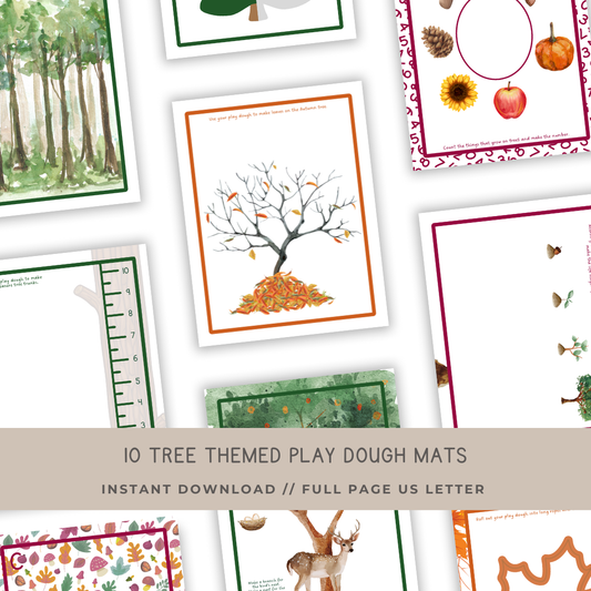 10 Tree Themed Play Dough Mats - Digital Download