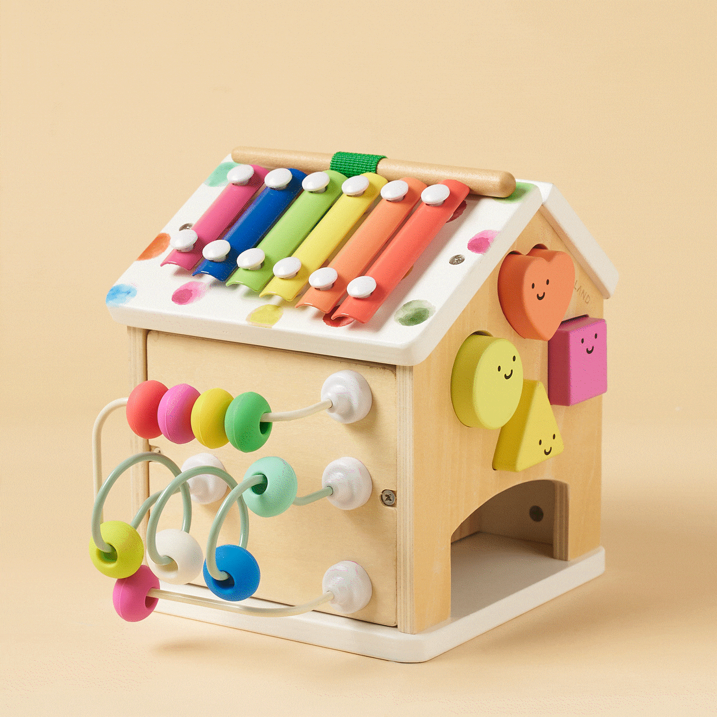 Tiny Land® Cottage Activity Cube - Rainbow - Chickadees Wooden Toys