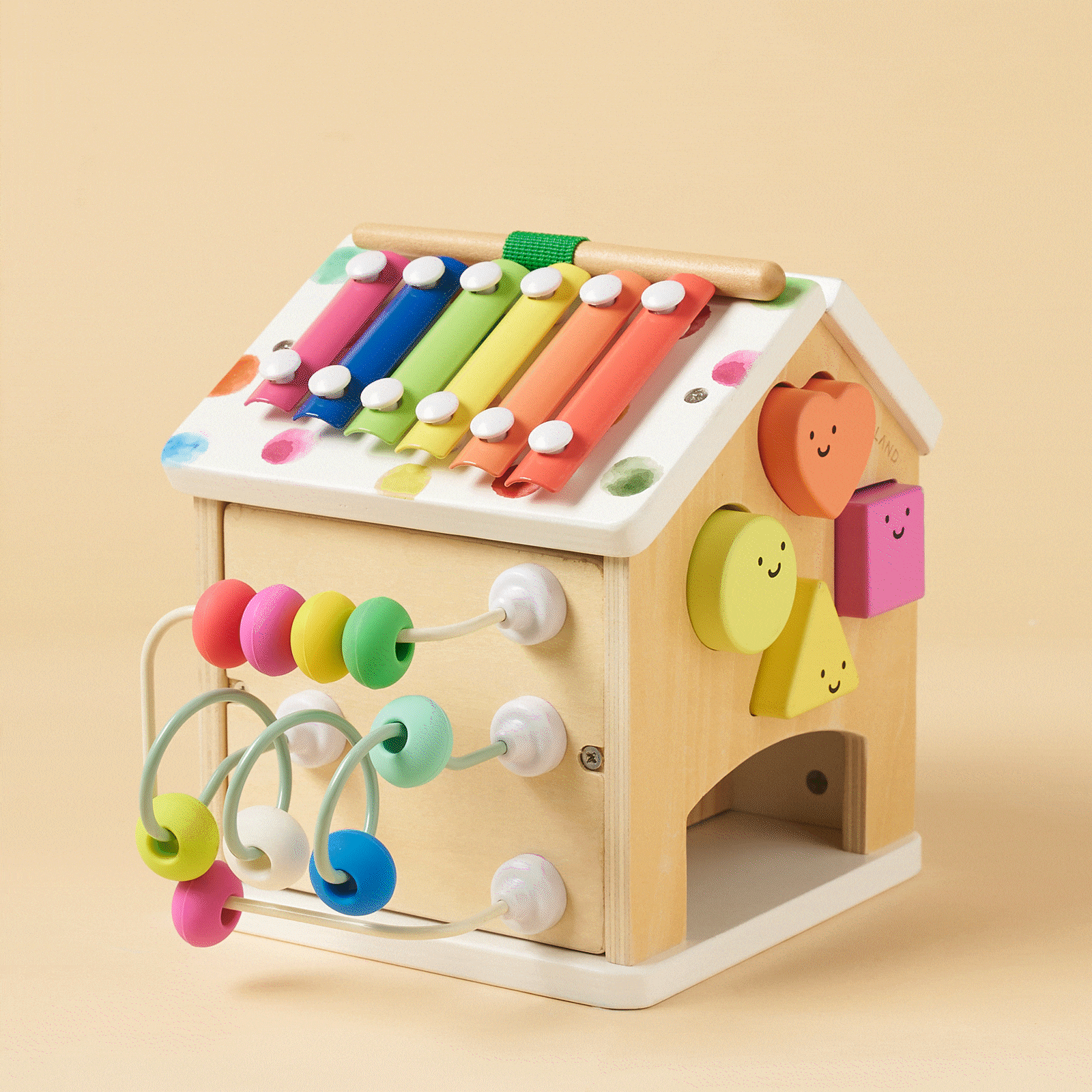 Tiny Land® Cottage Activity Cube - Rainbow - Chickadees Wooden Toys